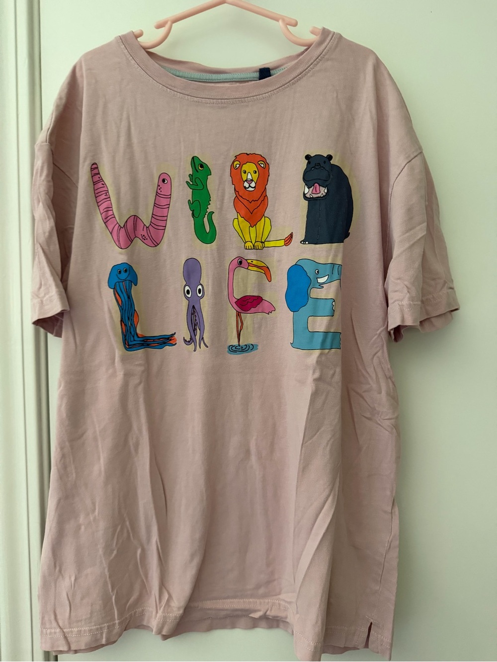 Mini Boden Light Pink 'WILD LIFE' Animal Graphic Tee